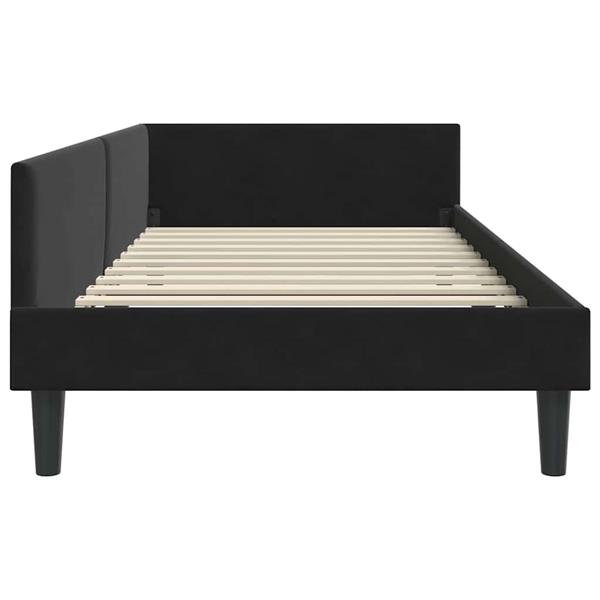 Grote foto vidaxl hoekbedframe zwart 90 x 200 cm velvet en engineered hout antiek en kunst stoelen en banken