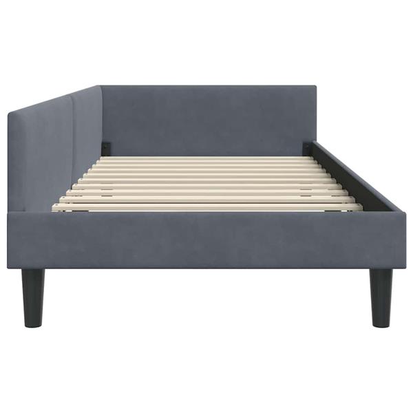 Grote foto vidaxl hoekbedframe donkergrijs 90 x 200 cm velvet en engineered hout antiek en kunst stoelen en banken