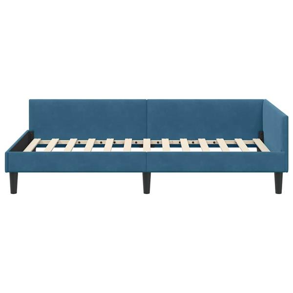 Grote foto vidaxl hoekbedframe blauw 90 x 190 cm velvet en engineered hout antiek en kunst stoelen en banken