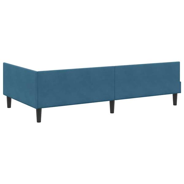 Grote foto vidaxl hoekbedframe blauw 90 x 190 cm velvet en engineered hout antiek en kunst stoelen en banken