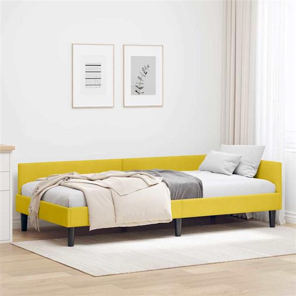 Grote foto vidaxl hoekbedframe geel 80 x 200 cm velvet en engineered hout antiek en kunst stoelen en banken