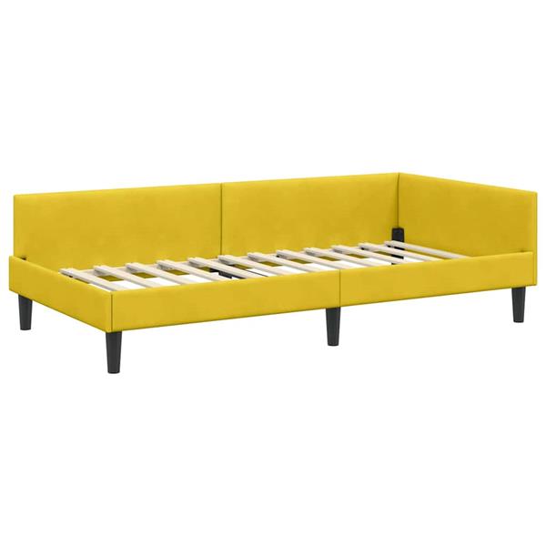 Grote foto vidaxl hoekbedframe geel 80 x 200 cm velvet en engineered hout antiek en kunst stoelen en banken