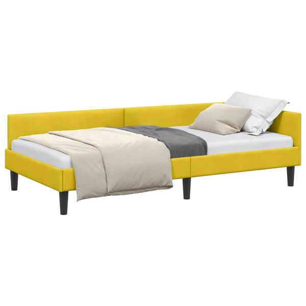 Grote foto vidaxl hoekbedframe geel 80 x 200 cm velvet en engineered hout antiek en kunst stoelen en banken