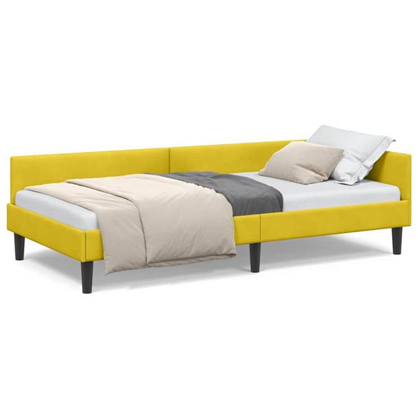 Grote foto vidaxl hoekbedframe geel 80 x 200 cm velvet en engineered hout antiek en kunst stoelen en banken