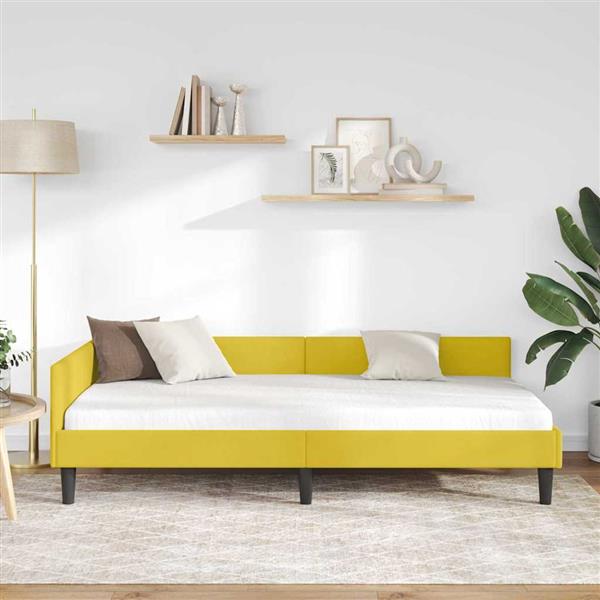 Grote foto vidaxl hoekbedframe geel 80 x 200 cm velvet en engineered hout antiek en kunst stoelen en banken