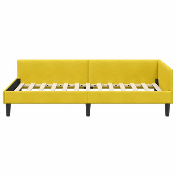 Grote foto vidaxl hoekbedframe geel 80 x 200 cm velvet en engineered hout antiek en kunst stoelen en banken