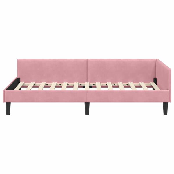 Grote foto vidaxl hoekbedframe roze 80 x 200 cm velvet en engineered hout antiek en kunst stoelen en banken