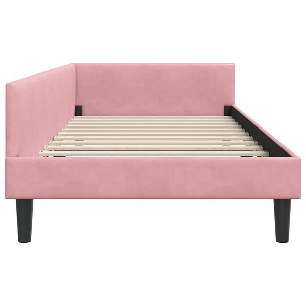 Grote foto vidaxl hoekbedframe roze 80 x 200 cm velvet en engineered hout antiek en kunst stoelen en banken
