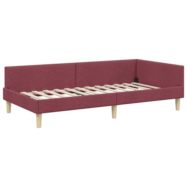 Grote foto vidaxl hoek bed frame wijnrood 90 x 200 cm stof en geengineerd hout antiek en kunst stoelen en banken