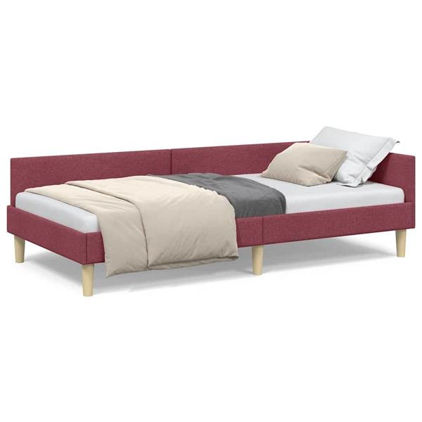 Grote foto vidaxl hoek bed frame wijnrood 90 x 200 cm stof en geengineerd hout antiek en kunst stoelen en banken