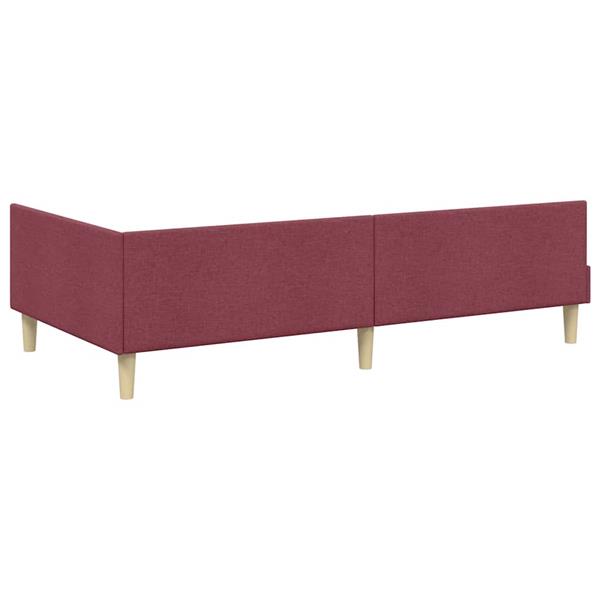 Grote foto vidaxl hoek bed frame wijnrood 90 x 200 cm stof en geengineerd hout antiek en kunst stoelen en banken