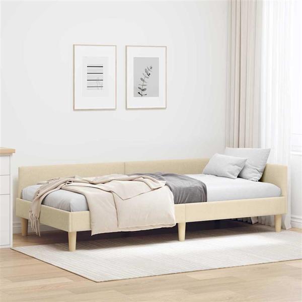 Grote foto vidaxl hoek bed frame cr me 80 x 200 cm stof en geengineerd hout antiek en kunst stoelen en banken