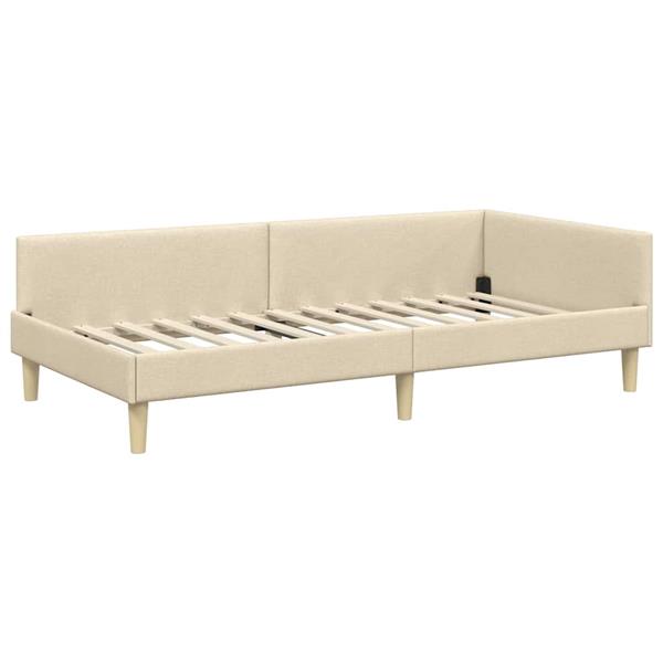 Grote foto vidaxl hoek bed frame cr me 80 x 200 cm stof en geengineerd hout antiek en kunst stoelen en banken