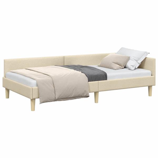 Grote foto vidaxl hoek bed frame cr me 80 x 200 cm stof en geengineerd hout antiek en kunst stoelen en banken
