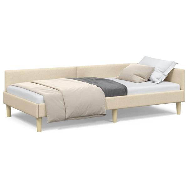 Grote foto vidaxl hoek bed frame cr me 80 x 200 cm stof en geengineerd hout antiek en kunst stoelen en banken