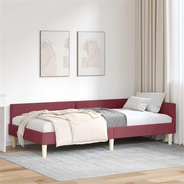 Grote foto vidaxl hoek bed frame wijnrood 80 x 200 cm stof en geengineerd hout antiek en kunst stoelen en banken