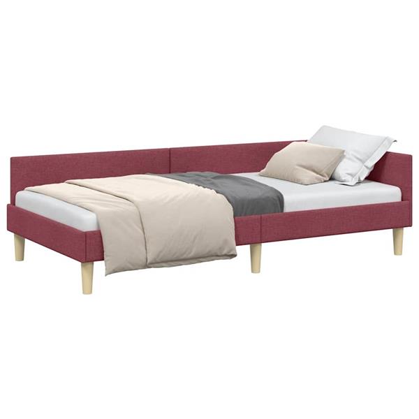 Grote foto vidaxl hoek bed frame wijnrood 80 x 200 cm stof en geengineerd hout antiek en kunst stoelen en banken