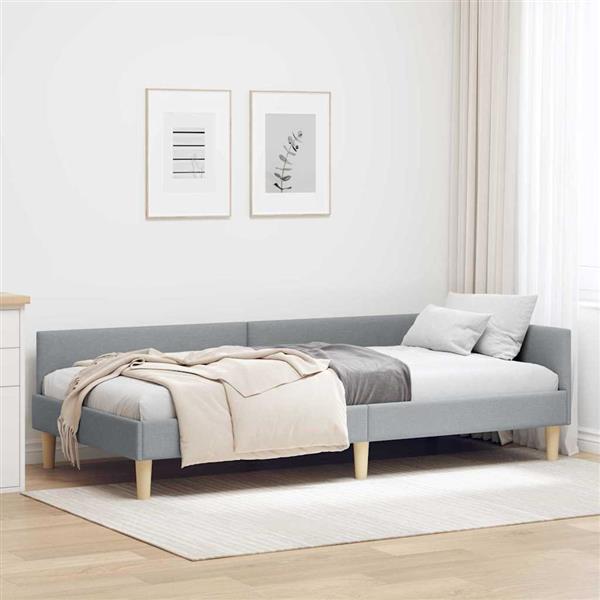 Grote foto vidaxl hoek bed frame lichtgrijs 80 x 200 cm stof en geengineerd hout antiek en kunst stoelen en banken
