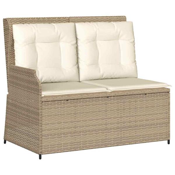Grote foto vidaxl tuinbank met kussen beige poly riet tuin en terras tuinmeubelen