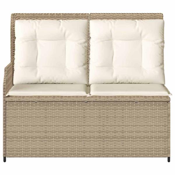 Grote foto vidaxl tuinbank met kussen beige poly riet tuin en terras tuinmeubelen