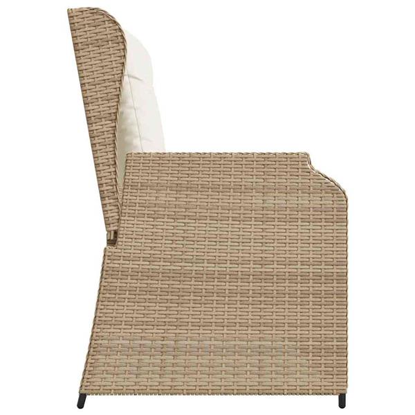 Grote foto vidaxl tuinbank met kussen beige poly riet tuin en terras tuinmeubelen