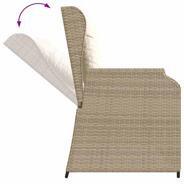 Grote foto vidaxl tuinbank met kussen beige poly riet tuin en terras tuinmeubelen