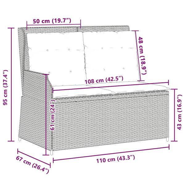 Grote foto vidaxl tuinbank met kussen beige poly riet tuin en terras tuinmeubelen