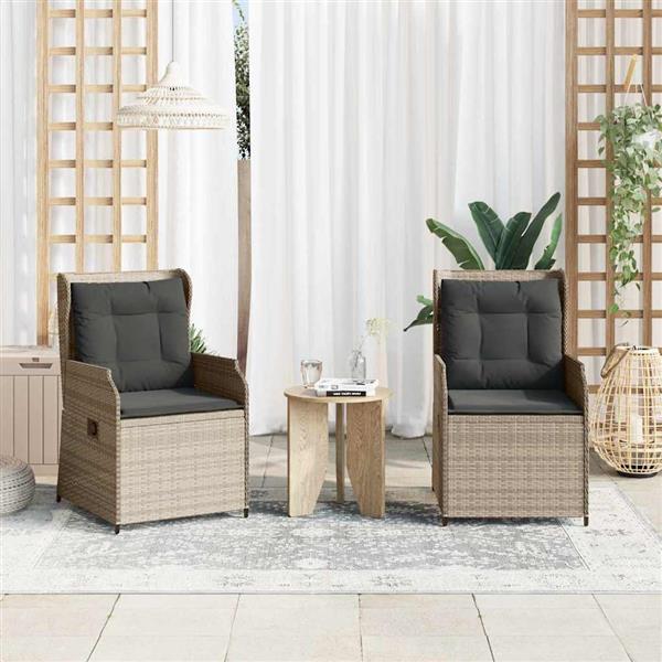 Grote foto vidaxl tuinbank met kussen 2 pcs lichtgrijs poly riet tuin en terras tuinmeubelen