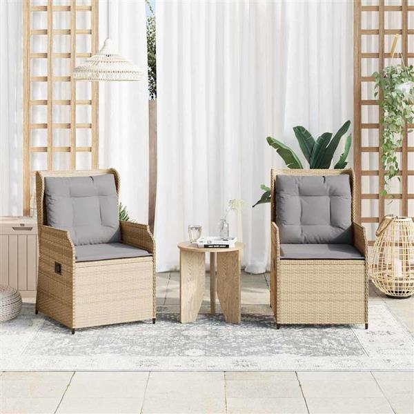 Grote foto vidaxl tuinbank met kussen 2 pcs beige poly riet tuin en terras tuinmeubelen
