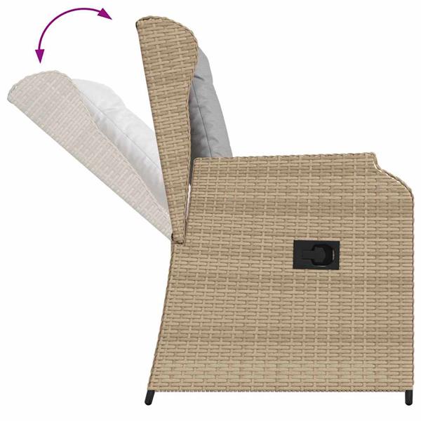 Grote foto vidaxl tuinbank met kussen 2 pcs beige poly riet tuin en terras tuinmeubelen