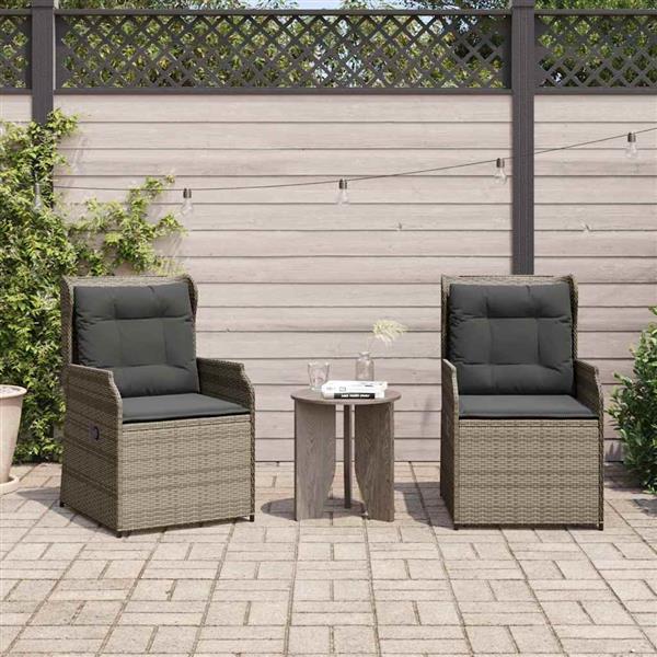 Grote foto vidaxl tuinbank met kussen 2 pcs grijs poly riet tuin en terras tuinmeubelen