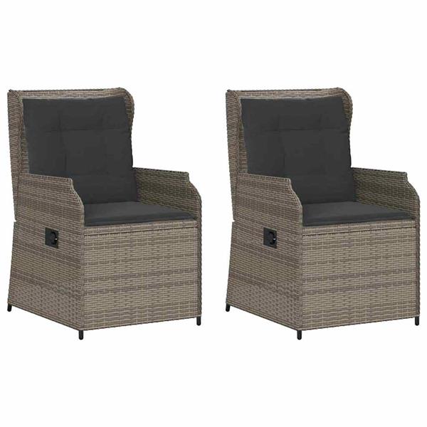 Grote foto vidaxl tuinbank met kussen 2 pcs grijs poly riet tuin en terras tuinmeubelen