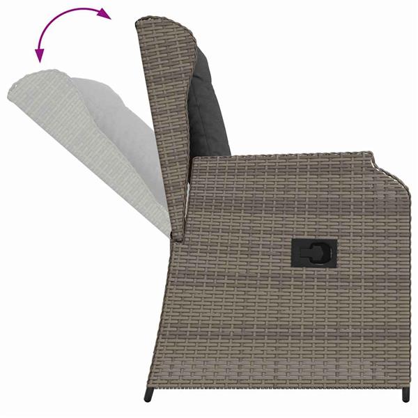 Grote foto vidaxl tuinbank met kussen 2 pcs grijs poly riet tuin en terras tuinmeubelen