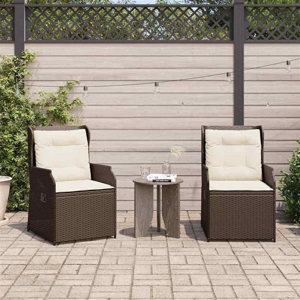Grote foto vidaxl tuinbank met kussen 2 pcs bruin poly riet tuin en terras tuinmeubelen