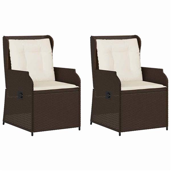 Grote foto vidaxl tuinbank met kussen 2 pcs bruin poly riet tuin en terras tuinmeubelen