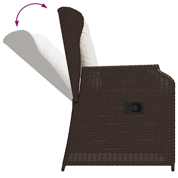 Grote foto vidaxl tuinbank met kussen 2 pcs bruin poly riet tuin en terras tuinmeubelen