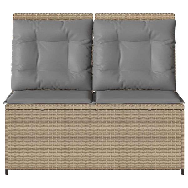 Grote foto vidaxl tuinbank met kussen beige poly riet tuin en terras tuinmeubelen