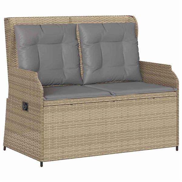 Grote foto vidaxl tuinbank met kussen beige poly riet tuin en terras tuinmeubelen