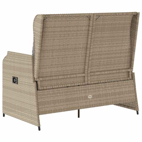 Grote foto vidaxl tuinbank met kussen beige poly riet tuin en terras tuinmeubelen