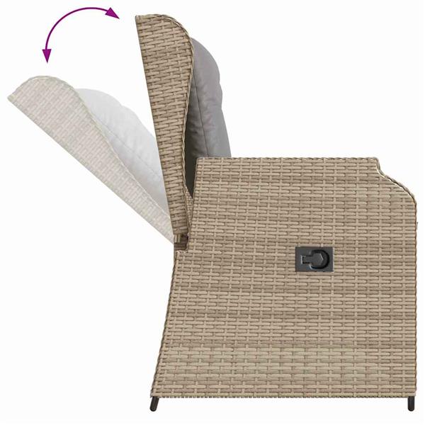 Grote foto vidaxl tuinbank met kussen beige poly riet tuin en terras tuinmeubelen