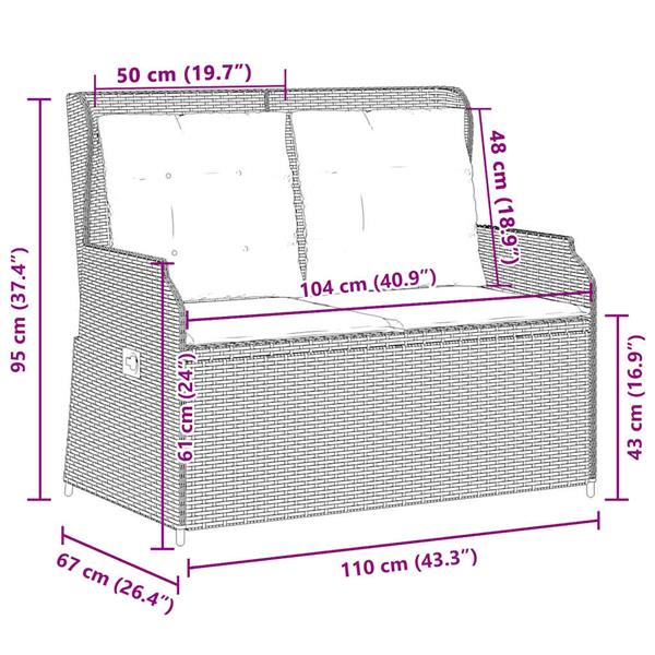 Grote foto vidaxl tuinbank met kussen beige poly riet tuin en terras tuinmeubelen