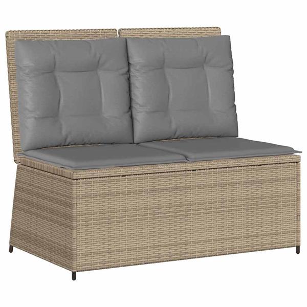 Grote foto vidaxl tuinbank met kussen beige poly riet tuin en terras tuinmeubelen