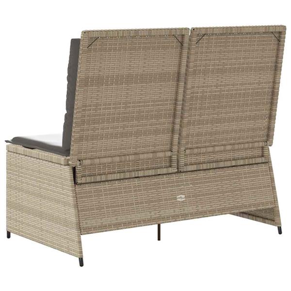 Grote foto vidaxl tuinbank met kussen beige poly riet tuin en terras tuinmeubelen