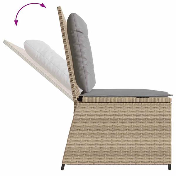 Grote foto vidaxl tuinbank met kussen beige poly riet tuin en terras tuinmeubelen