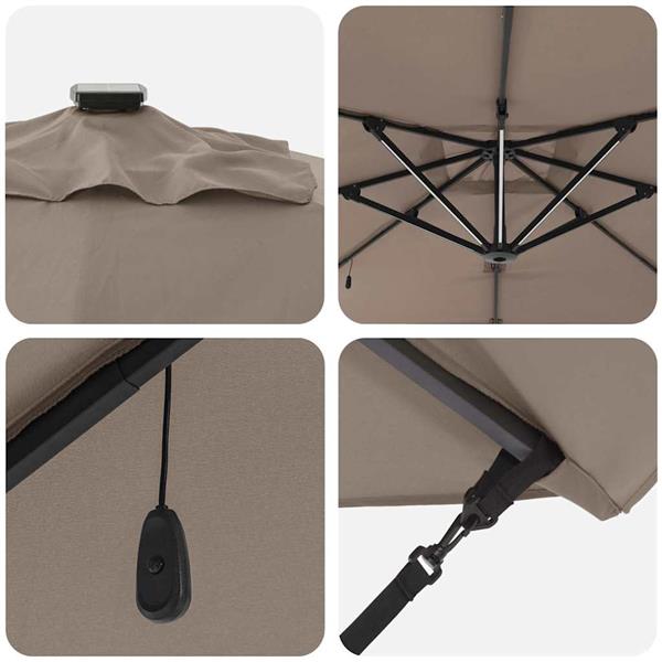 Grote foto vidaxl parasol taupe 286 x 285 x 270 cm aluminium tuin en terras overige tuin en terras