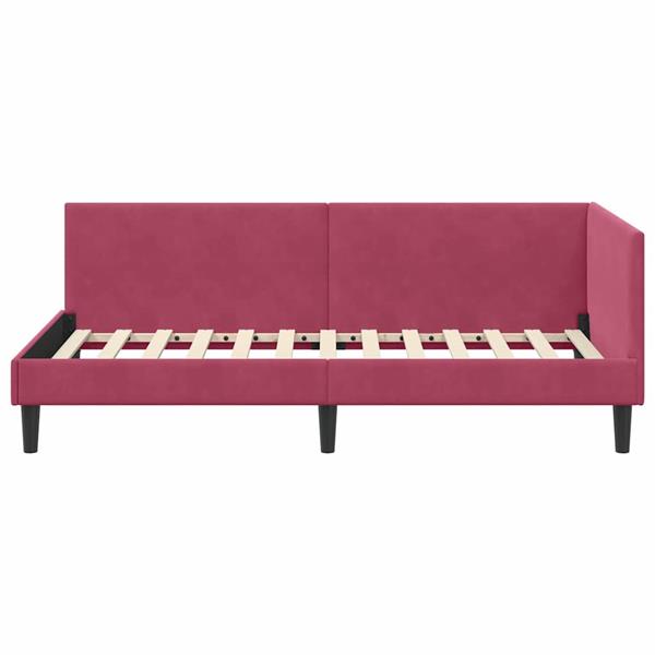 Grote foto vidaxl hoekbedframe wijnrood 100 x 200 cm fluweel en engineered hout antiek en kunst stoelen en banken