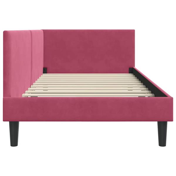 Grote foto vidaxl hoekbedframe wijnrood 100 x 200 cm fluweel en engineered hout antiek en kunst stoelen en banken