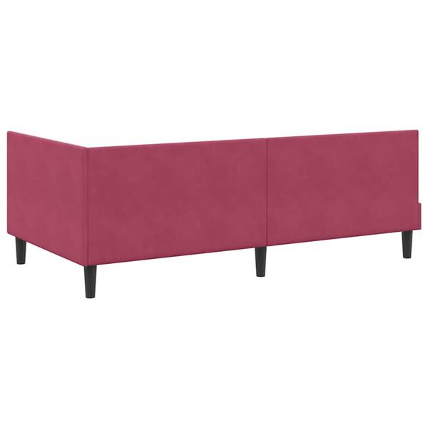 Grote foto vidaxl hoekbedframe wijnrood 100 x 200 cm fluweel en engineered hout antiek en kunst stoelen en banken