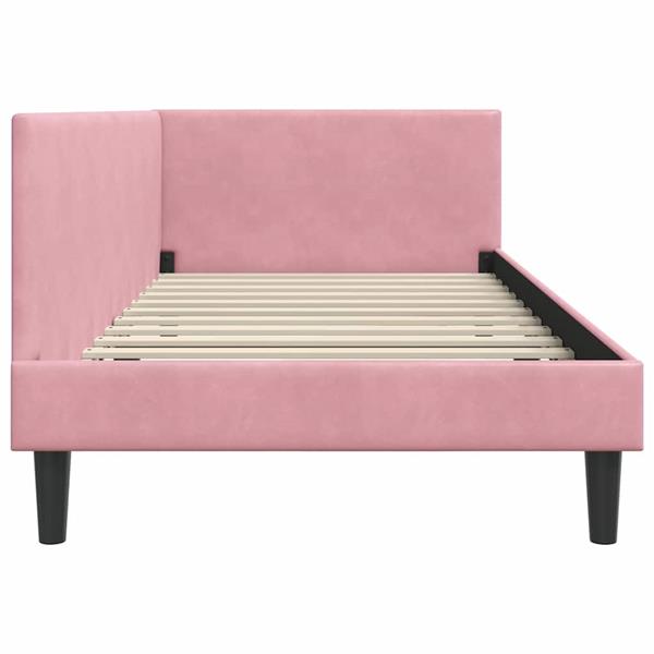 Grote foto vidaxl hoekbedframe roze 100 x 200 cm fluweel en engineered hout antiek en kunst stoelen en banken