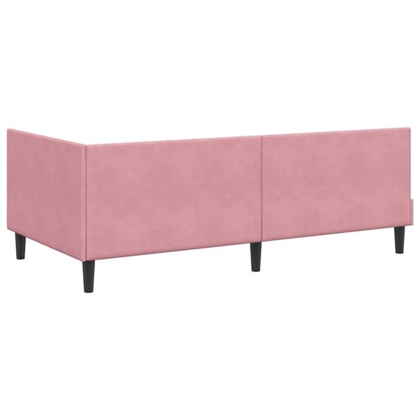Grote foto vidaxl hoekbedframe roze 100 x 200 cm fluweel en engineered hout antiek en kunst stoelen en banken